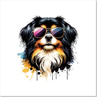 Tibetan Spaniel Wearing Sunglasses Posters and Art